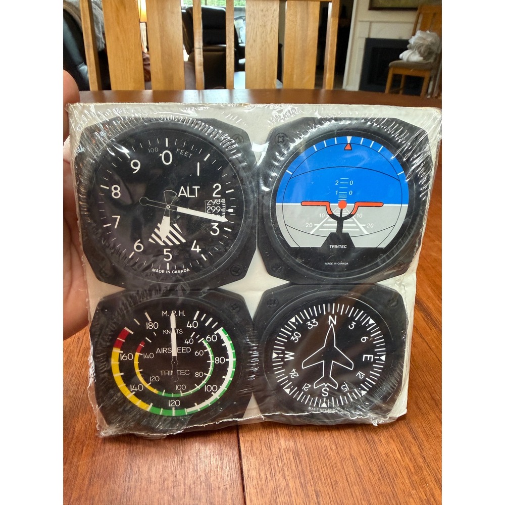 Trintec Aviation Instrument Coaster Set 4pc Flight Gauge Pilot Decor 9060 Pilot